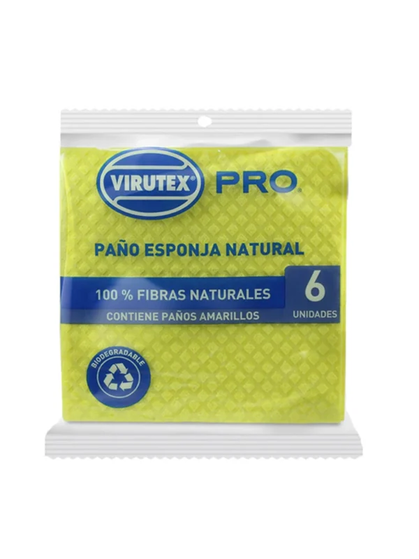 Paño esponja color amarillo x6 Virutex Pro