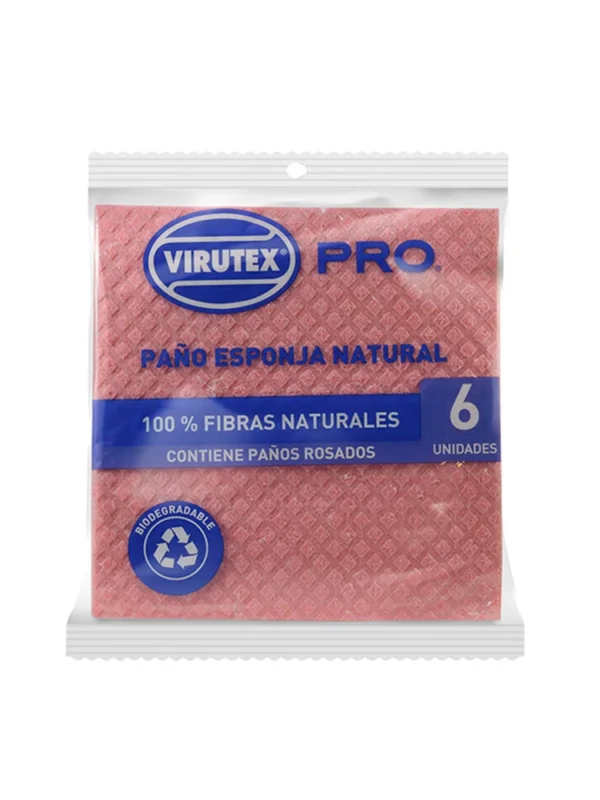 Paño esponja color rosado x6 Virutex Pro