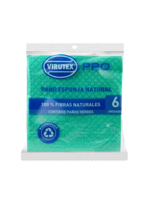 Paño esponja color verde x6 Virutex Pro