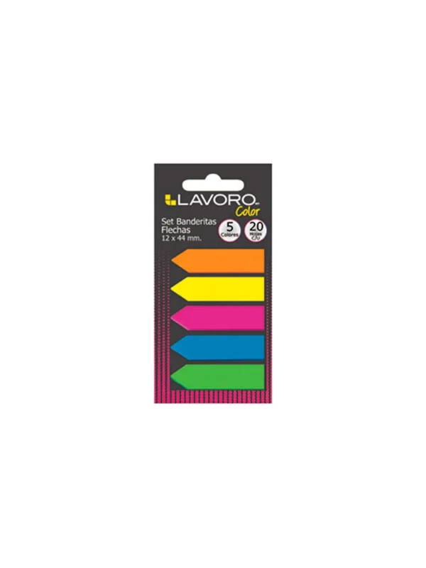 Banderitas set flechas 12x44mm 5 colores 20 hojas Lavoro