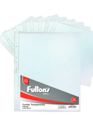 Funda para archivador transparente carta 100 u rib blanco Fultons