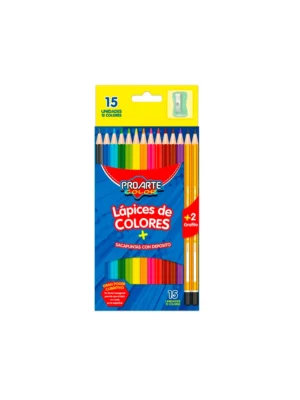 Lapices de colorcaja 12 unidades 2 grafitos Proarte