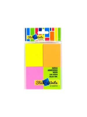 Notas adhesivas 38x50mm 4 colores mix neon Stick 6 Write