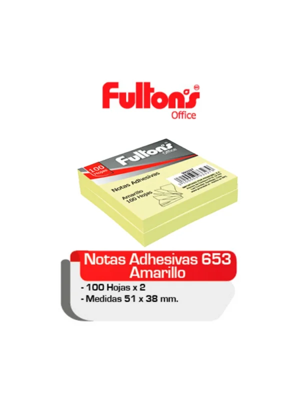 Nota adhesiva 51x38mm 200 hojas amarillo 2 unidades Fultons