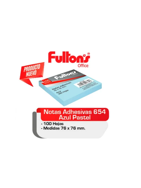 Nota adhesiva 76x76mm 100 hojas 1 unidad azul Fultons