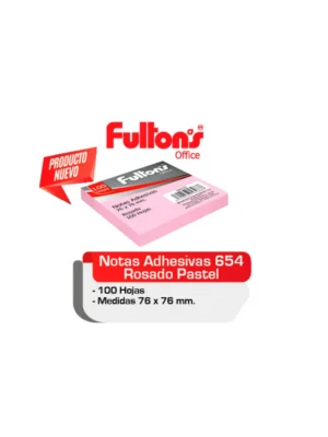 Nota adhesiva 76x76mm 100 hojas 1 unidad rosa Fultons