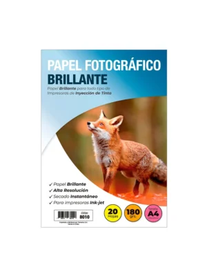 Papel fotográfico inkjet A4 brillante 180gr 20 hojas