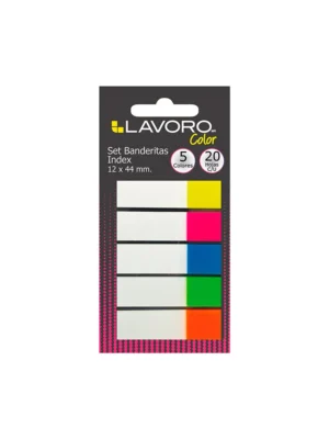 Set banderitas index 12x44mm 5 colores 20 hojas Lavoro