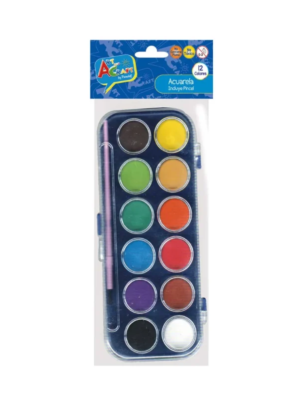 Acuarela 12 colores con pincel Art & Craft