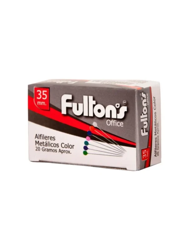 Alfiler Metálico 35 mm caja color 20 gr Fultons