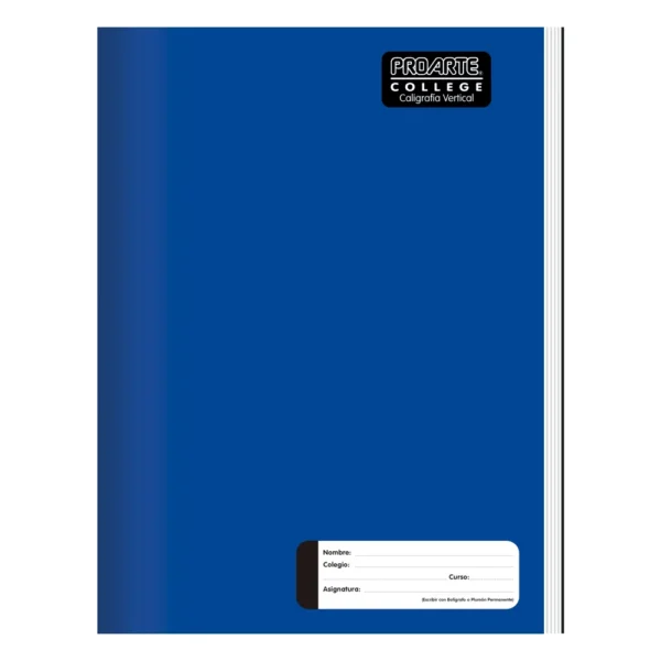 Cuaderno College Liso Caligrafía Vertical Proarte