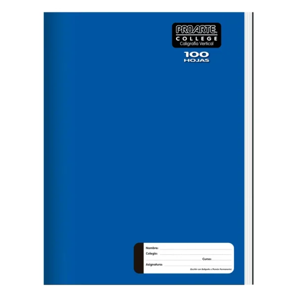 Cuaderno College Liso Caligrafía Vertical Proarte